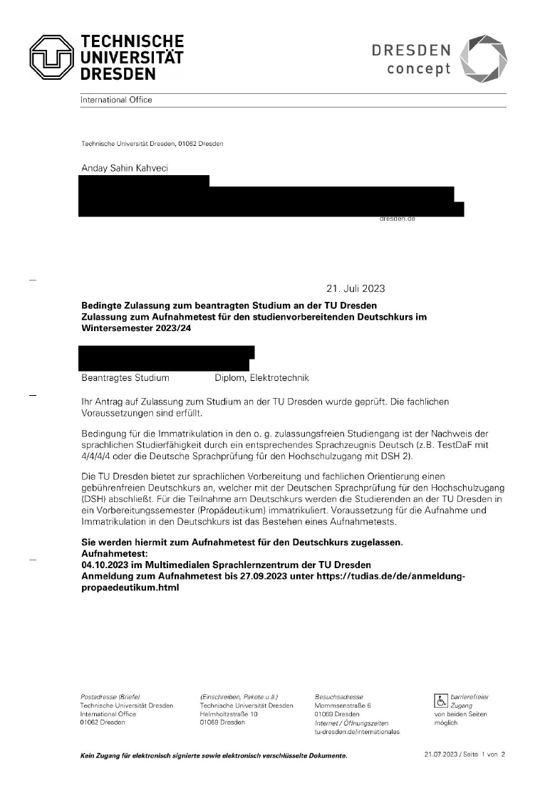 TU Dresden Aufnahmetest belgesi önizlemesi